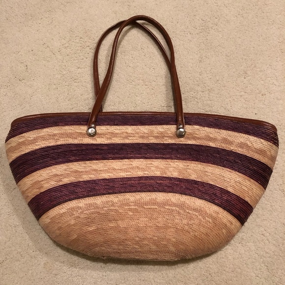Handbags - Straw Beach bag with zipper closure